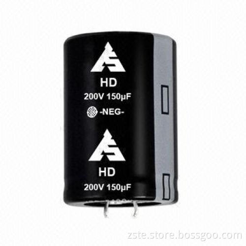 Snap-in Aluminum Electrolytic Capacitor with Large Capacitance, 200V, 150uf, 2,000hrs